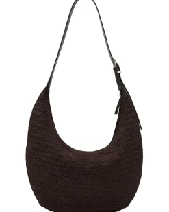 Madewell The Essential Curve Shoulder Bag in Handwoven Suede