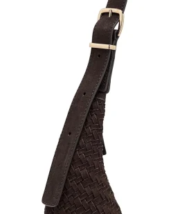 Madewell The Essential Curve Shoulder Bag in Handwoven Suede