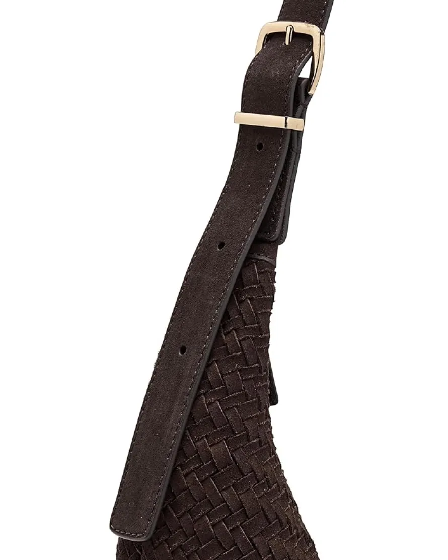 Madewell The Essential Curve Shoulder Bag in Handwoven Suede
