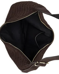 Madewell The Essential Curve Shoulder Bag in Handwoven Suede