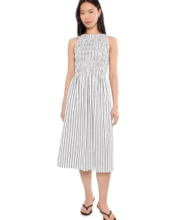 Madewell The Melody Boatneck Smocked Midi Dress Women's
