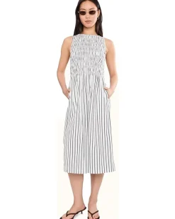 Madewell The Melody Boatneck Smocked Midi Dress Women's