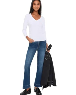 Michael Stars Enid 3/4 Sleeve V-Neck Crop Tee Women's