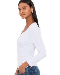 Michael Stars Enid 3/4 Sleeve V-Neck Crop Tee Women's