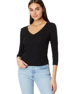 Michael Stars Enid 3/4 Sleeve V-Neck Crop Tee Women's
