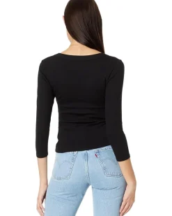 Michael Stars Enid 3/4 Sleeve V-Neck Crop Tee Women's