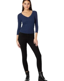 Michael Stars Enid 3/4 Sleeve V-Neck Crop Tee Women's