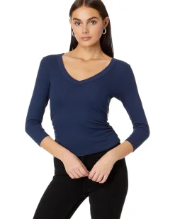Michael Stars Enid 3/4 Sleeve V-Neck Crop Tee Women's