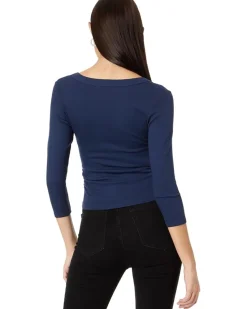 Michael Stars Enid 3/4 Sleeve V-Neck Crop Tee Women's