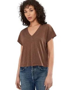 Michael Stars Harlan Cropped V-Neck Tee Women's