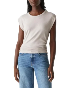 Michael Stars Joni Crew Neck Power Shoulder Top Women's