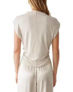 Michael Stars Reese Mock Neck Power Shoulder Top Women's
