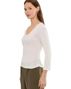 Michael Stars Sylvie V-Neck Shirred Sides Tee Women's