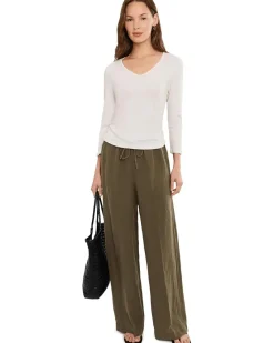 Michael Stars Sylvie V-Neck Shirred Sides Tee Women's