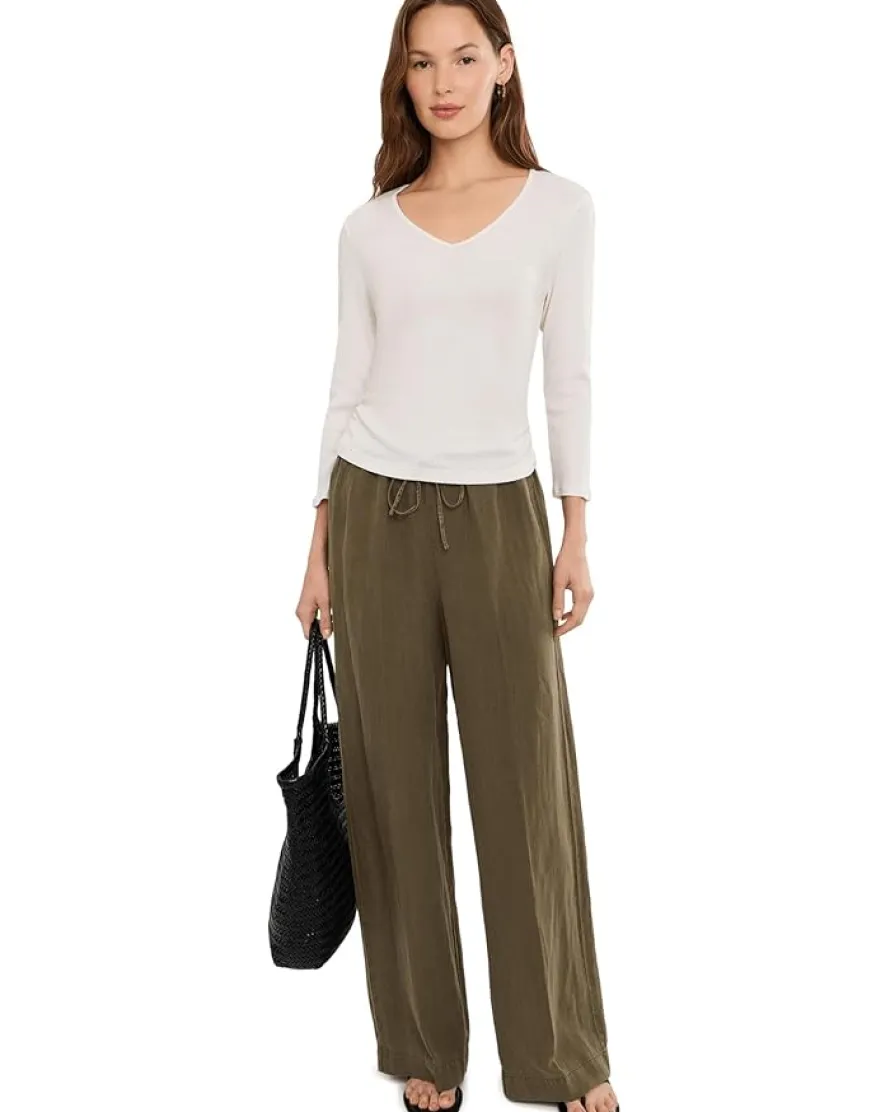 Michael Stars Sylvie V-Neck Shirred Sides Tee Women's