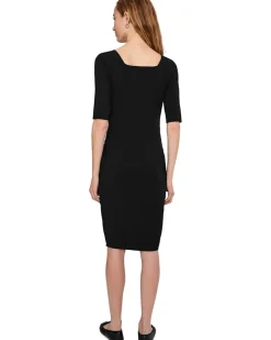 Mod-o-doc Elbow Sleeve Below The Knee Ruched Dress Women's