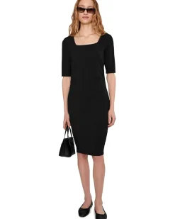 Mod-o-doc Elbow Sleeve Below The Knee Ruched Dress Women's