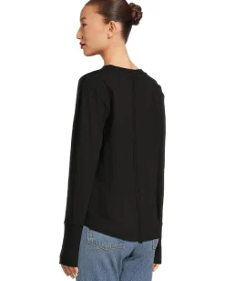 Mod-o-doc Long Sleeve Waffle Mix V-Neck Top Women's