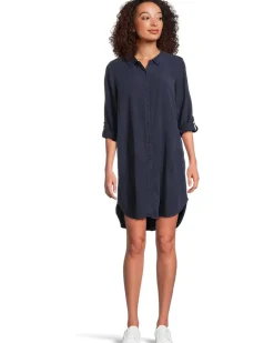 Mod-o-doc Roll Up Long Sleeve Shirt Dress Women's