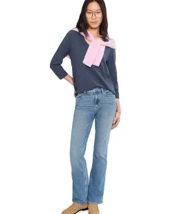 Mod-o-doc 3/4 Sleeve V-Neck Curved Hem Tee Shirt Women's
