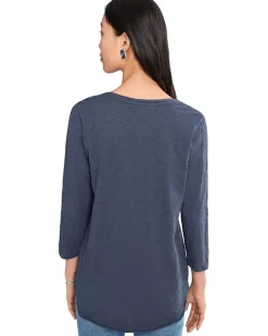 Mod-o-doc 3/4 Sleeve V-Neck Curved Hem Tee Shirt Women's