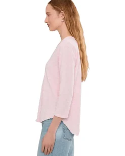 Mod-o-doc 3/4 Sleeve V-Neck Tee with Curved Hem Women's