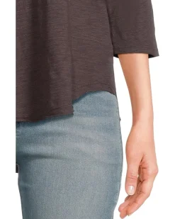 Mod-o-doc 3/4 Sleeve V-Neck Tee with Curved Hem Women's