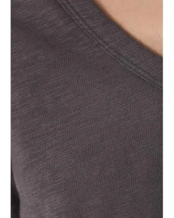 Mod-o-doc 3/4 Sleeve V-Neck Tee with Curved Hem Women's