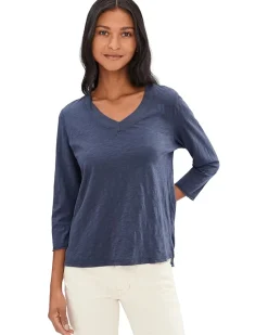 Mod-o-doc 3/4 Sleeve Wide V-Neck Boxy Tee Women's