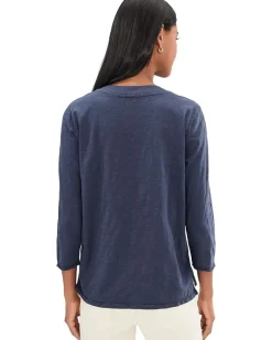 Mod-o-doc 3/4 Sleeve Wide V-Neck Boxy Tee Women's