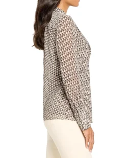 NIC+ZOE Abstract Dot Falling Chiffon Top Women's