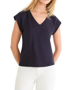 NIC+ZOE Cap Sleeve V-neck Supima Cotton Tee Women's