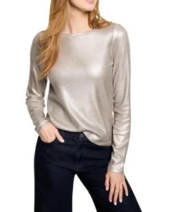 NIC+ZOE Glazed Rib Boat Neck Tee Women's