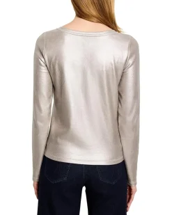 NIC+ZOE Glazed Rib Boat Neck Tee Women's