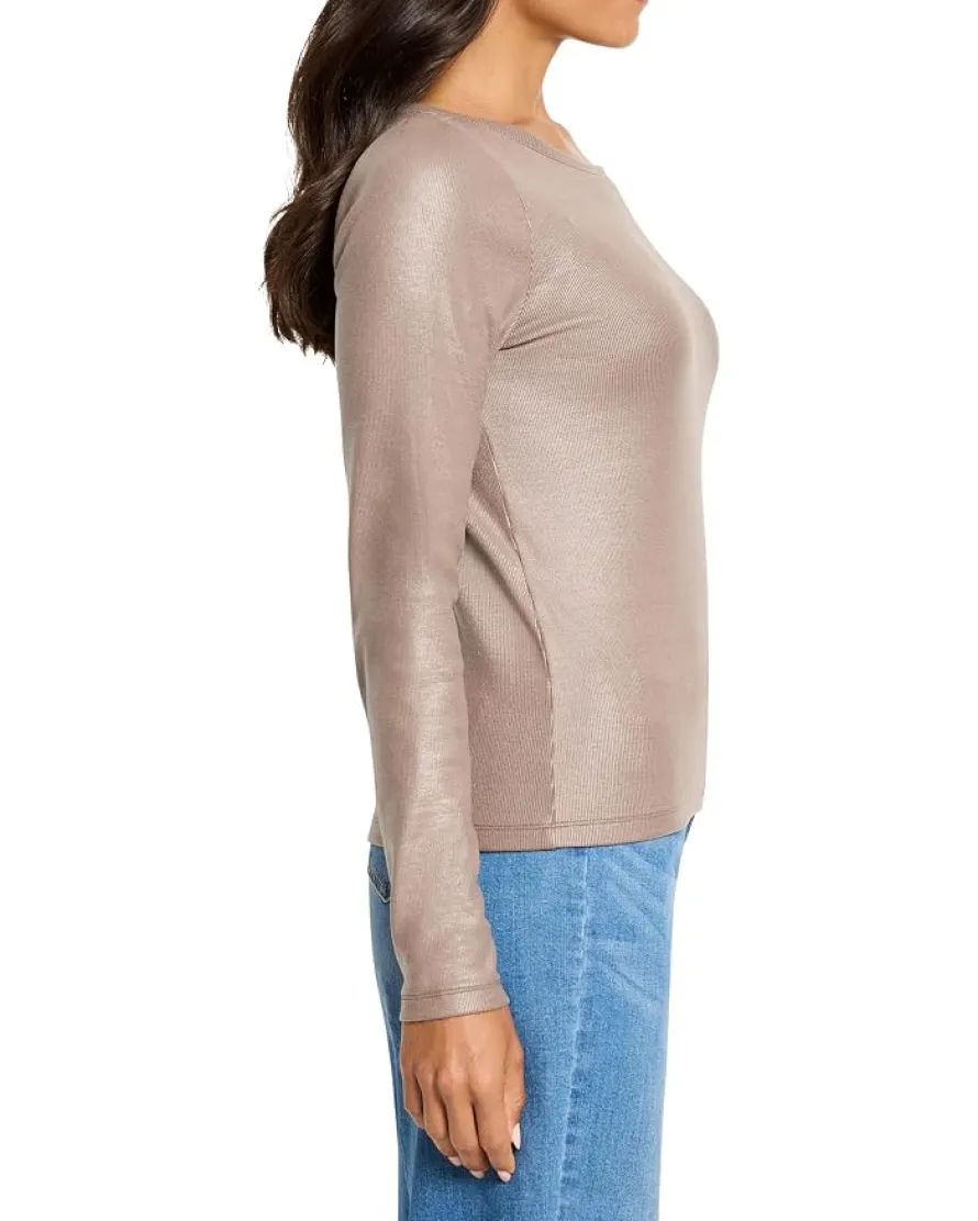 NIC+ZOE Glazed Rib Boat Neck Tee Women's