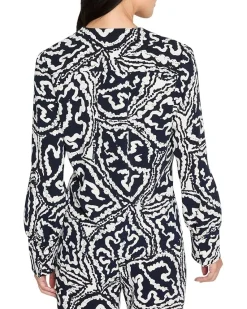 NIC+ZOE Indigo Leaf Double Crepe Top Women's