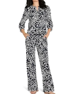 NIC+ZOE Indigo Leaf Double Crepe Top Women's