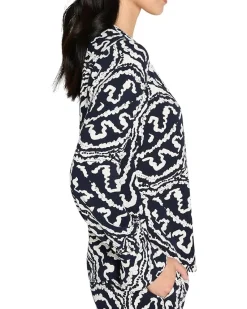 NIC+ZOE Indigo Leaf Double Crepe Top Women's