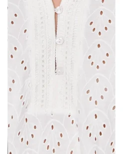 NIC+ZOE Knit Eyelet Ruffle Neck Top Women's