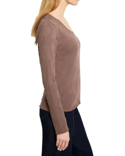 NIC+ZOE Lace Knit V-Neck T-Shirt Women's