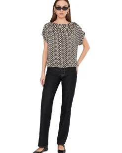 NIC+ZOE Lacy Diamonds Day Gloss Woven Tee Women's