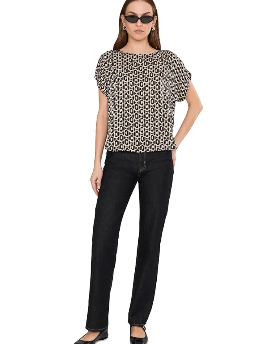 NIC+ZOE Lacy Diamonds Day Gloss Woven Tee Women's