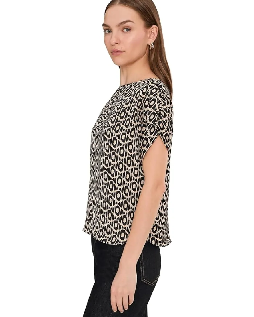 NIC+ZOE Lacy Diamonds Day Gloss Woven Tee Women's