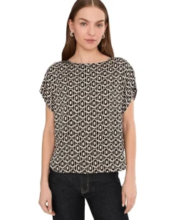 NIC+ZOE Lacy Diamonds Day Gloss Woven Tee Women's
