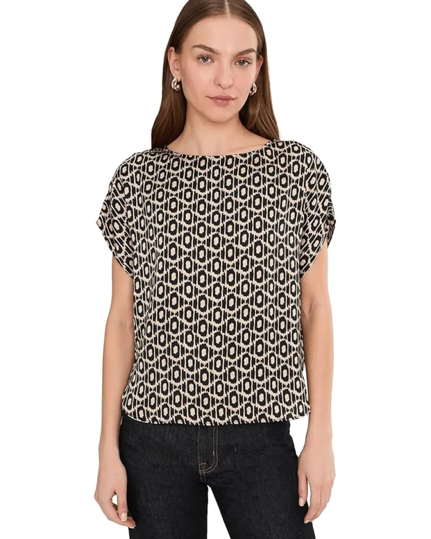NIC+ZOE Lacy Diamonds Day Gloss Woven Tee Women's
