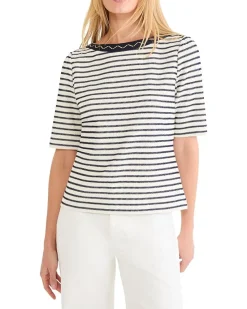 NIC+ZOE Petite Embroidered Boatneck Top Women's
