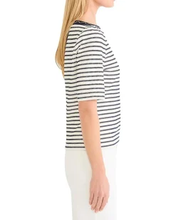 NIC+ZOE Petite Embroidered Boatneck Top Women's