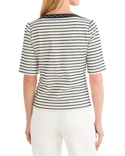 NIC+ZOE Petite Embroidered Boatneck Top Women's