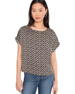 NIC+ZOE Petite Lacy Diamonds Day Gloss Woven Tee Women's