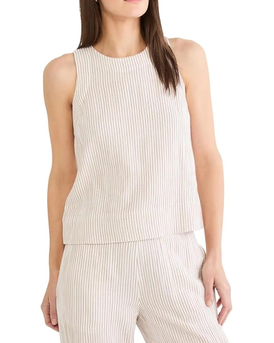 NIC+ZOE Petite Pinstripe Gauze Pop On Tank Women's